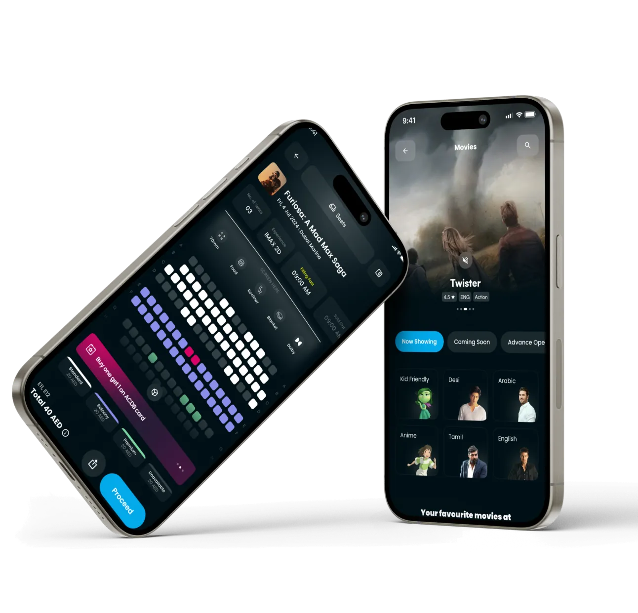 image of iPhones with the VOX Cinemas App