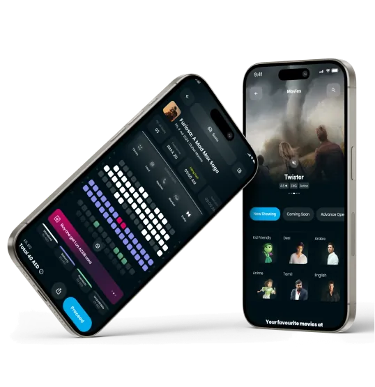 image of iPhones with the VOX Cinemas App